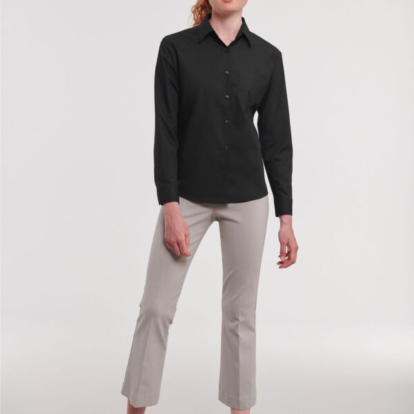 Ladies' Long Sleeve Classic Polycotton Poplin Shirt Thumbnail